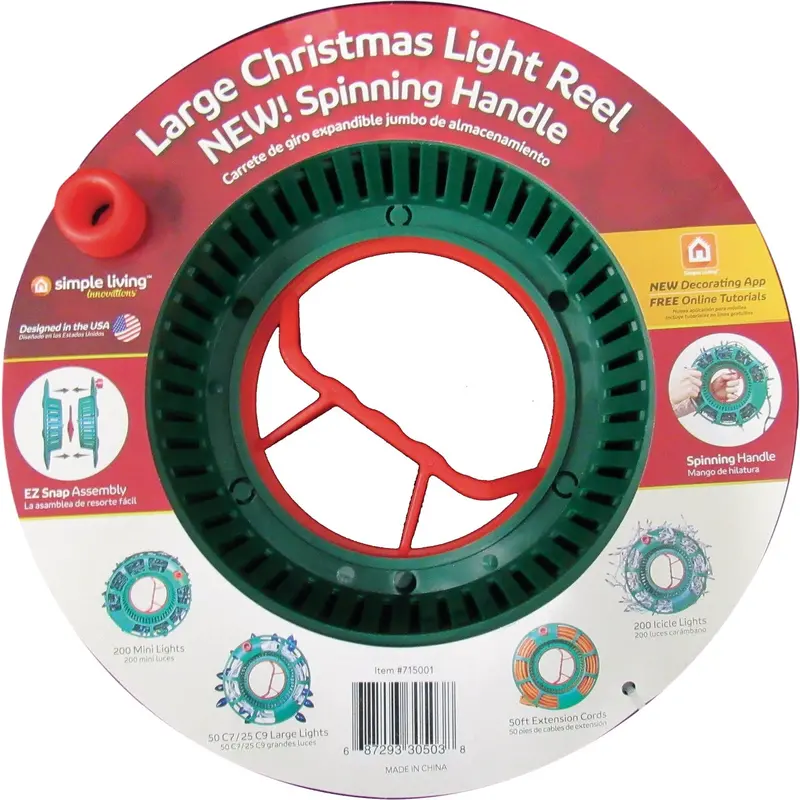 Simple Living Solutions Light String Storage Reel – Large Green Plastic Organizer 1