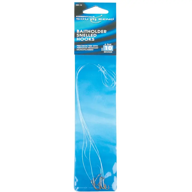 Southbend Baitholder Fishing Hooks – Size 10, Snelled, Stainless Steel (6-Pack) 1