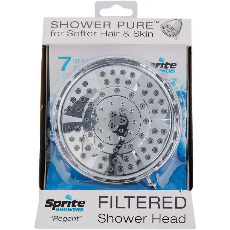 Sprite Regent Chrome Fixed Showerhead – 7-Spray Pattern With Built-In Water Filter (1.75 Gpm) 1