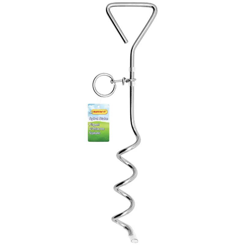 Westminster Pet Ruffin’ It 15.33-Inch Corkscrew Steel Dog Tie-Out Stake With Tempered Construction 1
