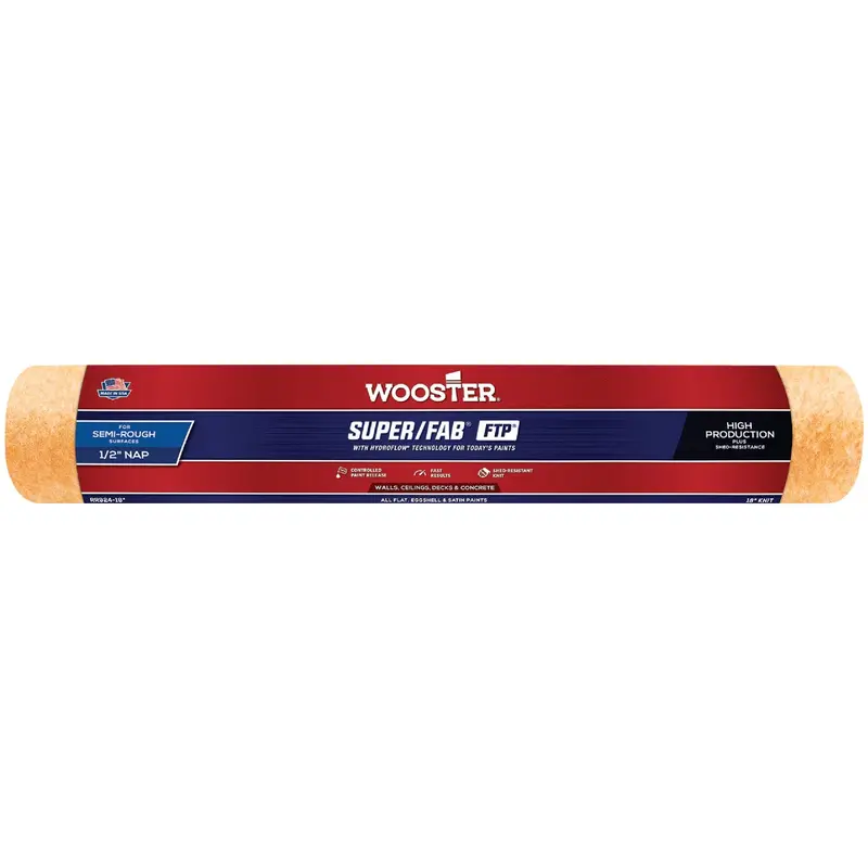 Wooster Super/Fab Ftp Roller Cover – 18" × 1/2", Knit Fabric Sleeve 1